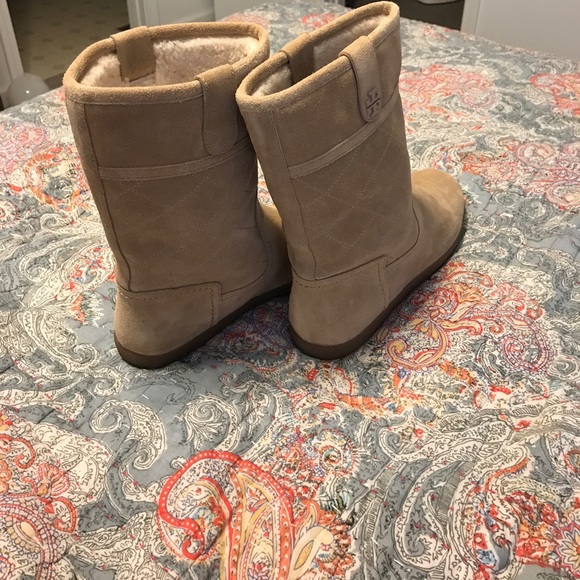 Alana Camel Suede Mid Calf Winter Boots - Picture 4 of 5